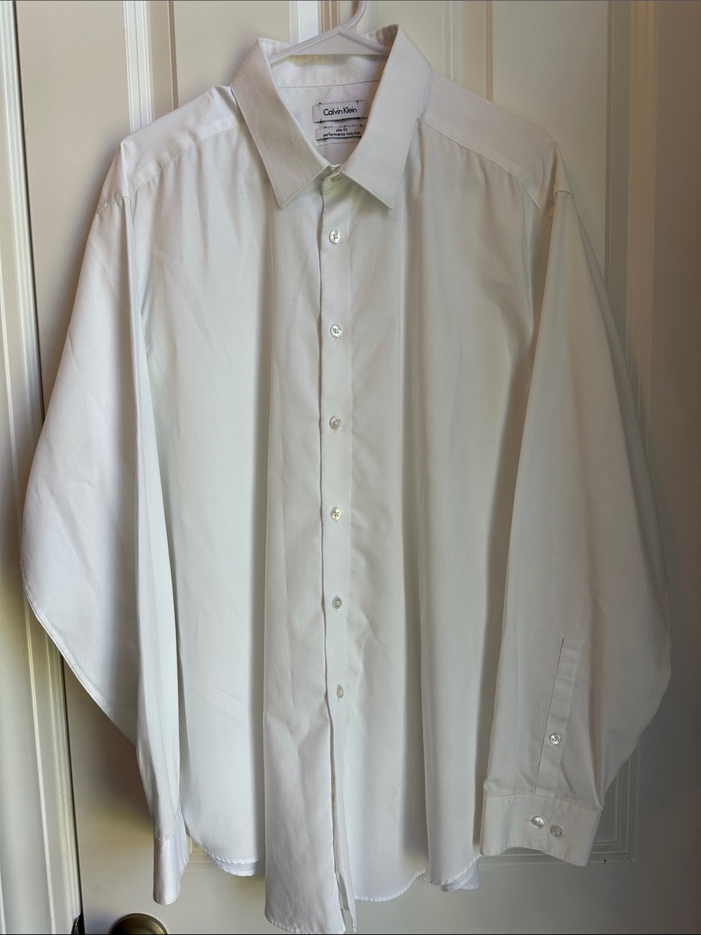 Calvin Klein Men's White Button-Down Dress Shirt